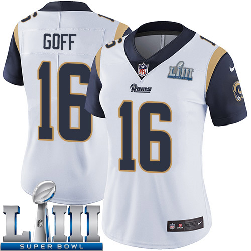 Women Los Angeles Rams #16 Goff white Nike Vapor Untouchable Limited 2019 Super Bowl LIII NFL Jerseys